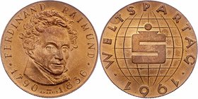Bronzemedaille 1961 Weltspartag, von Hartig. 16,20g. 33mm stgl