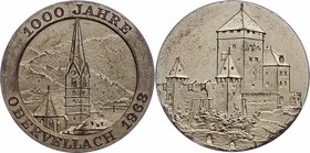Bronzemedaille 1963 versilbert, 1000 Jahre Obervellach. 20,50g. 40mm vz/stgl