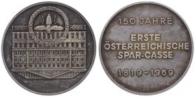 Ag - Medaille 1969 150 Jahre Erste Österreichische Sparkasse 1819 - 1969, Sign. H.K, Dm 41 mm. Wien. 25,23g vz/stgl