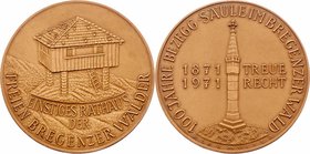 Bronzemedaille 1971 Verein Bregenzer Wälder. 43,40g. 50,5mm stgl