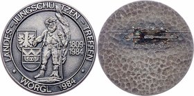 Bronzemedaille 1984 einseitig, eingefährbt, Landes - Jugendschützen Treffen Wörgel. 12,00g. 32mm vz/stgl