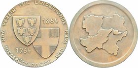 Bronzemedaille 1864/1964 vom Verein für Landeskunde von NÖ u. Wien. 105,20g. 68mm vz/stgl