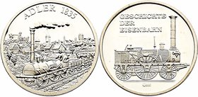 Silbermedaille o. J. Geschichte der Eisenbahn - Serie, Adler 1835, Dm 30 mm. 8,34g PP