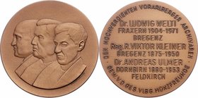 Bronzemedaille o.J. auf die Archivaren, Ludwig Welti, Viktor Kleiner, Andreas Ulmer. 73,20g. 60mm stgl