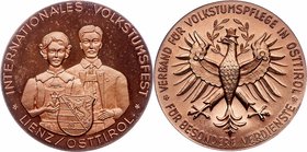 Kupfermedaille o.J. Internationales Volkstumsfest Lienz-Osttirol. 40,50g. 46mm stgl