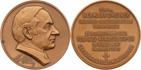 Bronzmedaille o.J. Hermann Gmeiner, Eröffnung des 100. SOS-Kinderdorfes. 20,70g. 40mm stgl
