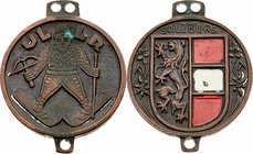 Salzburg - Erzbistum
 Bronzefärbige Alumedaille o.J ULLR-Abzeichen von Salzburg, teilweise färbig bemalt. 5,2g. 31mm vz