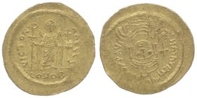 Byzantinische Münzen Mauricius Tiberius 582 - 602
 Solidus o. J. Gold 999/1000. Konstantinopel ss