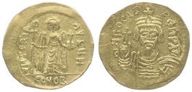 Byzantinische Münzen Phocas 602 - 610
 Solidus o. J. Konstantinopel. 4,39g. MIB 9 vz