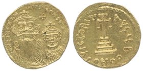 Byzantinische Münzen Lonstans II. 641 - 668
 Solidus o. J. Konstantinopel. 4,36g. MIB 26, Sear 959 vz/stgl