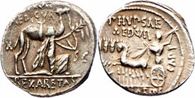 Römische Münzen M. Aemilius Scaurus, P. Plautius Hypsaeus
 Denar 58 Rom. 3,78g. Sear 378 vz/stgl