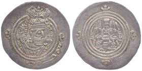 Sassaniden - Münzen Khusru II. 591 - 628
 Drachme o. J. 4,10g. Sellwood Typ II f.stgl