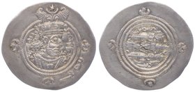Sassaniden - Münzen Yazdgard III. 632 - 651
 Drachme o. J. 4,08g. Göbl 235 vz