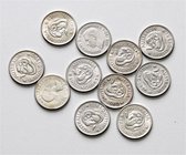 Australien Diverse
 Lot 11 Stück Shilling 1952,53,59,60 (3x),61 (2x),62 (2x),63 stgl