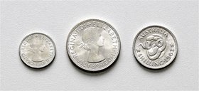 Australien Diverse
 Lot 3 Stück: Florin 1963, Shilling 1963, 6 Pence 1974 bfr