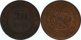 Brasilien Republik 1889 - 1942
 20 Reis 1893 Brüssel. 7,06g. KM 490 stgl