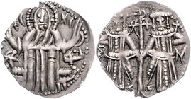 Bulgarien Ivan Alexander und Mihail 1331 - 1355
 Grosso o. J. Imitativer Grosso nach byzantinischem Stil. König und Königin stehen zwischen Standarte...
