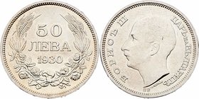 Bulgarien Boris III. 1918 - 1943
 50 Leva 1930 BP 9,99g. KM 42 stgl