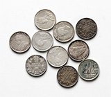 Canada
 Lot 10 Stück 10 Cents 1910 ss/vz, 10 Cents 1913 ss, 10 Cents 1915 ss/vz, 10 Cents 1916 ss, 10 Cents 19 ss-stgl