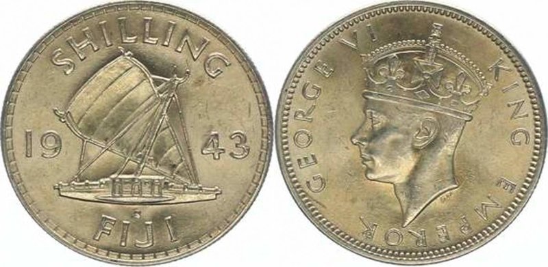 Fiji Islands Georg VI. 1936-1952
 Shilling 1943 S San Francisco. 5,65g. KM 12a ...