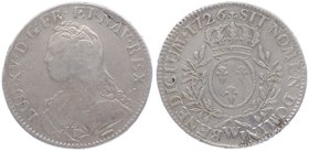 Frankreich Louis XV. 1715 - 1774
 Ecu 1726 W Lille. 29,18g. KM 486.22 f.ss/ss
