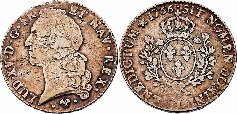 Frankreich Louis XV. 1715 - 1774
 Ecu 1766 L Bayonne Mint. 29,13g. Godanry 322,...