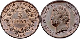 Frankreich Louis Philippe 1830 - 1848
 5 Centimes 1844 A Paris. 10,13g. KM 12 stgl