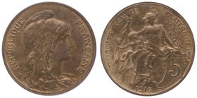 Frankreich Republik
 5 Centimes 1916 Paris. Gad. 165 vz/stgl