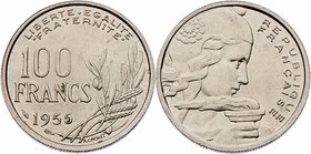 Frankreich Republik
 100 Francs 1955 Paris. 5,97g. KM 919.1 vz/stgl