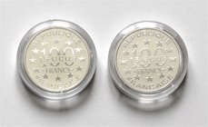 Frankreich Republik
 Lot 2 Stück 100 Francs 1995 Alhambra PP