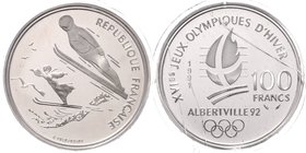 Frankreich Republik
 100 Francs 1992 Skispringen PP