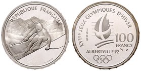 Frankreich Republik
 100 Francs 1992 Abfahrtslauf PP
