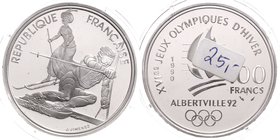 Frankreich Republik
 100 Francs 1992 Damen Slalom PP