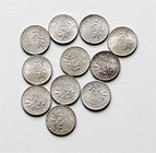 Frankreich Republik
 Lot 11 Stück 50 Centimes 1913 - 1920 vz/stgl