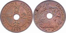 Französisch Indo China Französische Kolonie
 1 Cent 1897 A Paris. 7,40g. KM 8 stgl