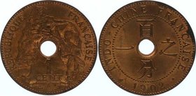 Französisch Indo China Französische Kolonie
 1 Cent 1902 A Paris. 7,40g. KM 8 stgl