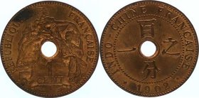 Französisch Indo China Französische Kolonie
 1 Cent 1902 A Paris. 7,40g. KM 8 stgl