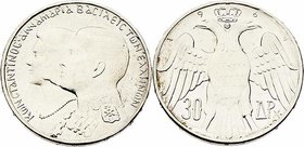 Griechenland Constantine II. 1964 - 1973
 30 Drachmai 1964 Paris. 11,97g. KM 879 stgl/EA