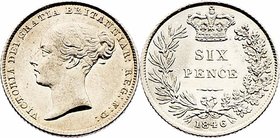 Großbritannien Victoria 1837 - 1901
 6 Pence 1846 Heaton. 2,81g. KM 733.1 f.vz/vz