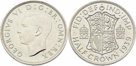 Großbritannien Georg VI. 1936 - 1952
 1/2 Crown 1939 Heaton. 14,06g. KM 856 stgl