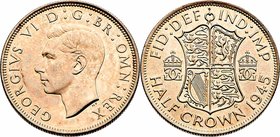 Großbritannien Georg VI. 1936 - 1952
 1/2 Crown 1945 Birmingham. 14,12g. KM 856 ss