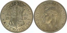 Großbritannien Georg VI. 1936 - 1952
 1/2 Crown 1945 Heaton. 14,13g. KM 856 stgl
