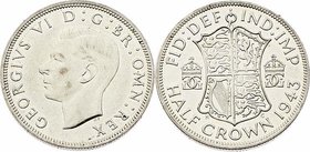 Großbritannien Georg VI. 1936 - 1952
 1/2 Crown 1943 Heaton. 14,05g. KM 856 stgl