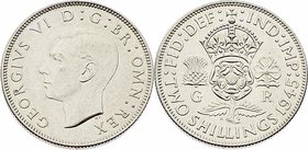 Großbritannien Georg VI. 1936 - 1952
 Florin 1945 Heaton. 11,29g. KM 855 stgl