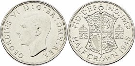 Großbritannien Georg VI. 1936 - 1952
 1/2 Crown 1945 Heaton. 14,10g. KM 856 stgl
