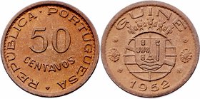 Guinea - Bissau Portugiesische Kolonie
 50 Centavos 1952 Lissabon. 4,00g. KM 8 stgl
