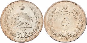Iran Reza Shah AH 1344-60 / 1925-41 AD
 5 Rials SH 1312 / 1933 Birmingham. 25,09g. KM 1131 stgl