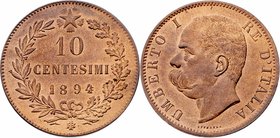 Italien Königreich
Umberto I. 1878 - 1900 10 Centesimi 1894 BI Birmingham. 9,95g. KM 27.1 stgl