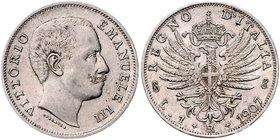 Italien Königreich
Viktor Emanuel III. 1900 - 1946 1 Lire 1907 R Rom. 5,03g. KM 32 f.vz