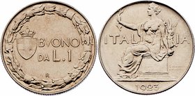 Italien Königreich
Viktor Emanuel III. 1900 - 1946 1 Lire 1923 R Rom. 8,10g. KM 62 stgl